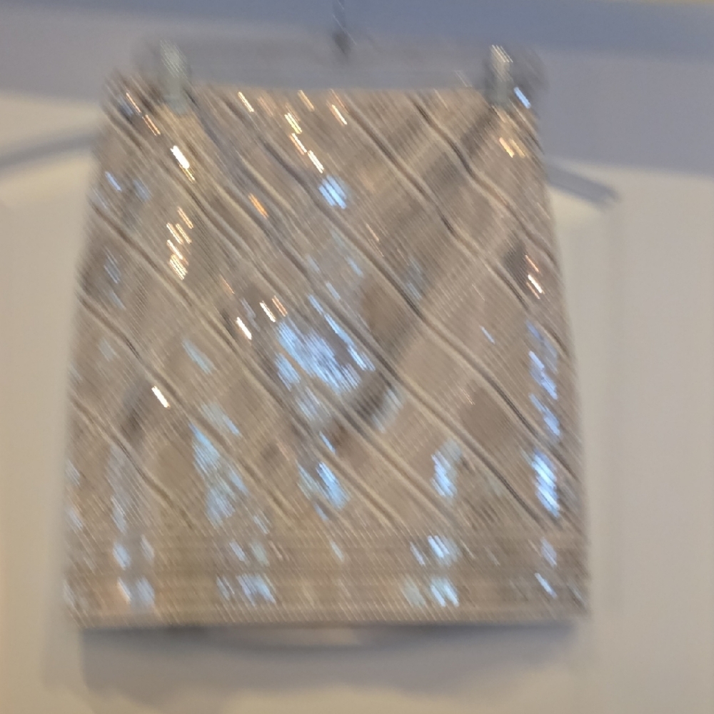 White House Black Market Silver Sequin Mini Skirt